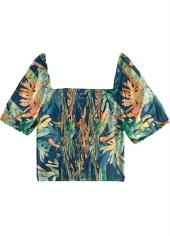 1000100122-C545A BLUSA CROPPED MALWEE TROPICAL VERDE na internet