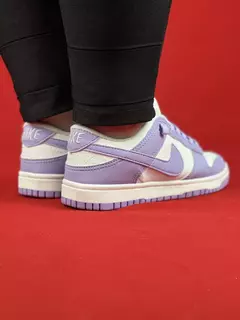 Nike Branco/Roxo Dunk Low Couro na internet