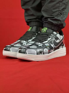 Nike Preto/Branco/Verde Air Force 1 Couro - comprar online