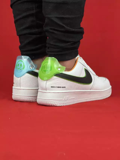 Nike Branco/Verde/Preto Air Force 1 Couro na internet