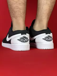 Air Jordan 1 Low branco com preto lona logo branco sola branca nacional s na internet