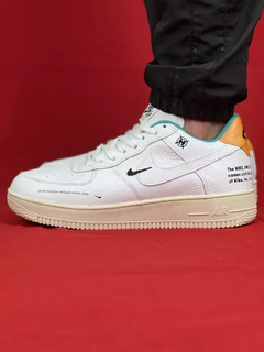 Nike Branco/Verde/Laranja Air Force 1 Couro