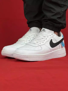 Nike Branco/Preto/Azul Air Force 1 Couro - comprar online