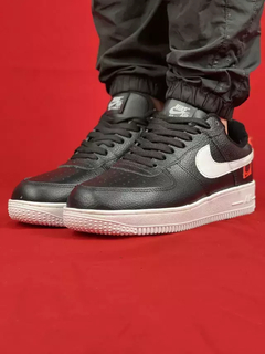 Nike Preto/Branco/Vermelho Air Force 1 Couro - comprar online