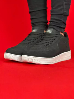 Nike air force 1 preto branco camurça - comprar online