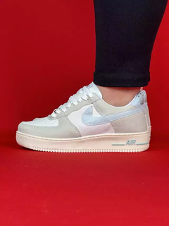 Nike air force 1 cinza branco logo azul bebe nacional s