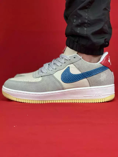 Nike Cinza/Azul/Bege Air Force 1 Couro