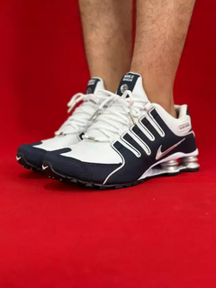 Nike shox nz 4 molas branco azul marinho nacional - comprar online