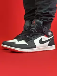 Air Jordan 1 High Preto Branco Cano Vermelho Sola Branca Nacional S - comprar online