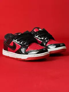 Dunk Low Infantil Preto Com Vermelho Vinil - Sharp Grifes