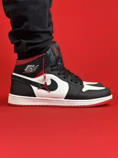 Air Jordan 1 High Preto Branco Cano Vermelho Sola Branca Nacional S