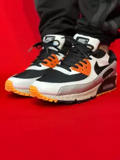 Nike airmax 90 cinza branco preto laranja nacional premium - comprar online