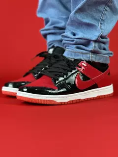 Nike dunk preto vermelho vinil nacional s