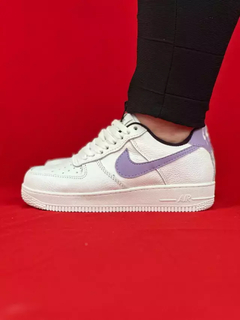 Nike air force 1 branco roxo couro