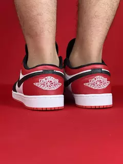 Air Jordan 1 Low Vermelho Logo Preto Sola Vermelha Nacional S na internet