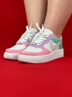 Nike air force 1 branco verde rosa roxo prata - comprar online