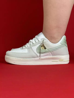 Nike air force 1 cinza branco logo verde claro nacional s