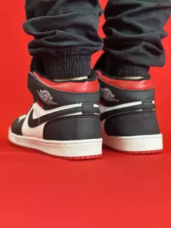 Air Jordan 1 High Preto Branco Cano Vermelho Sola Branca Nacional S na internet