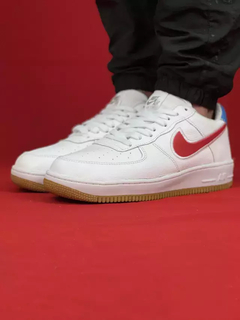 Nike Branco/Vermelho Air Force 1 Couro - comprar online