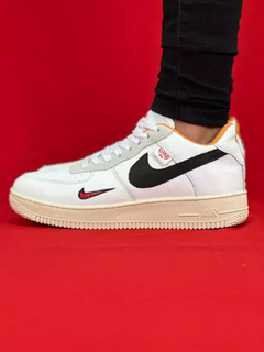 Nike air force 1 branco preto laranja couro