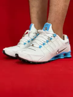 Nike shox nz 4 molas branco azul nacional - comprar online