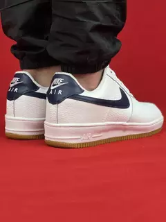 Nike Branco/Azul Marinho Air Force 1 Couro na internet