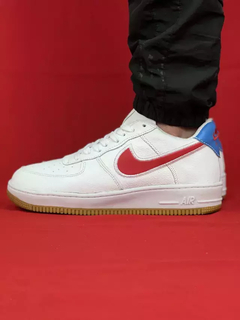 Nike Branco/Vermelho Air Force 1 Couro