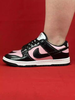 Nike Preto/Rosa Dunk Low Couro Brilhante