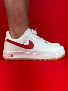 Nike air force 1 branco vermelho sola marrom nacional s