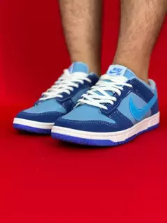 Nike dunk azul veludo azul claro logo azul nacional s - comprar online