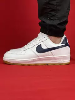 Nike Branco/Azul Marinho Air Force 1 Couro