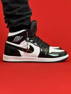 Air Jordan 1 High Preto Com Branco Vinil Nacional S