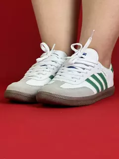 Adidas samba branco logo verde sola marrom nacional s na internet