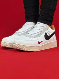 Nike air force 1 branco preto laranja couro - comprar online