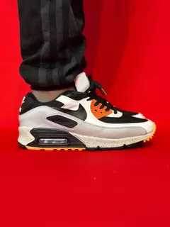 Nike airmax 90 cinza branco preto laranja nacional premium