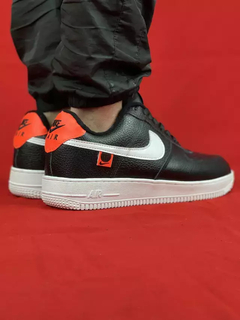 Nike Preto/Branco/Vermelho Air Force 1 Couro na internet