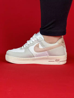 Nike air force 1 cinza branco logo rosa claro nacional s