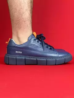 Hugo boss sapa tenis Azul Marinho Detalhes Laranja nacional premium