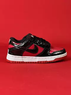 Dunk Low Infantil Preto Com Vermelho Vinil