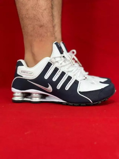 Nike shox nz 4 molas branco azul marinho nacional