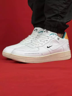 Nike Branco/Verde/Laranja Air Force 1 Couro - comprar online