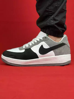 Nike Cinza/Preto/Branco Air Force 1 Couro