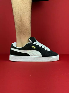 Puma suede preto branco nacional premium