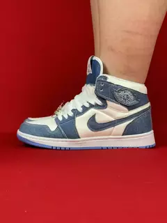 Air Jordan 1 High azul jeans branco nacional s