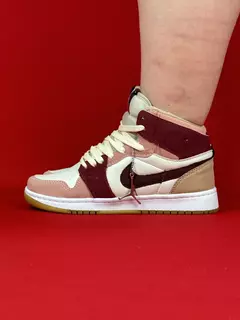 Air Jordan 1 High rosa e vinho com branco nacional s