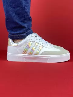 Adidas samba branco dourado nacional s