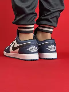 Air Jordan 1 Low Azul Marinho Logo Preto Com Branco Nacional S na internet