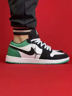 Air Jordan 1 Low Verde Com Preto Camurça Nacional S