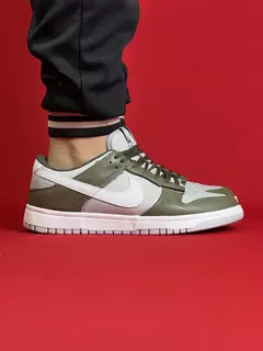 Nike dunk low Verde Militar Cinza Logo Branco nacional s