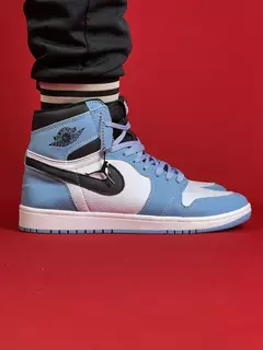 Air Jordan 1 High Azul Logo Preto Com Branco Nacional S